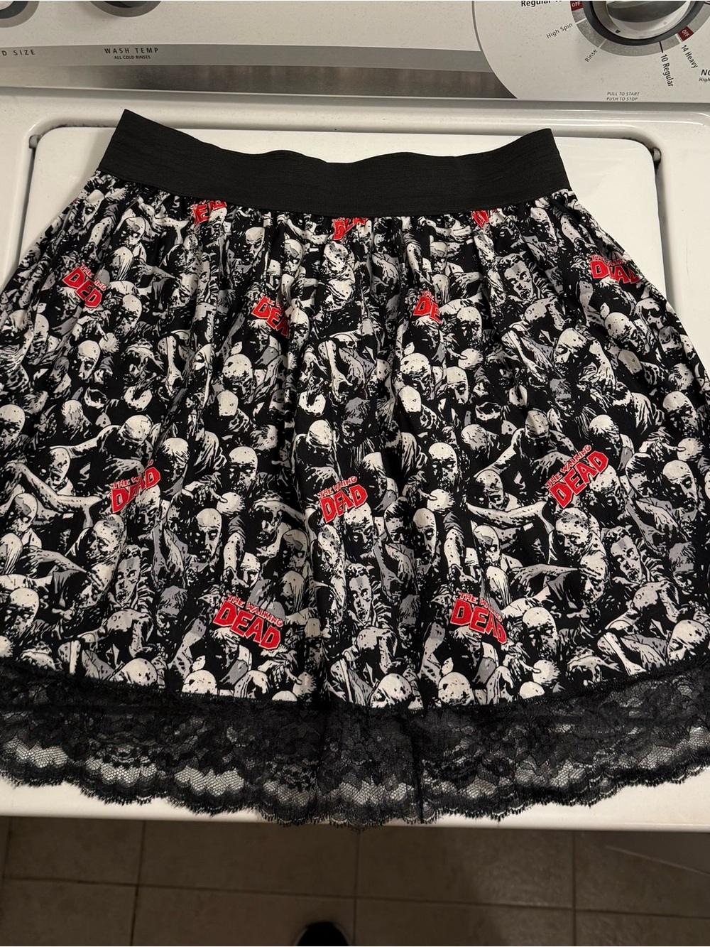 "The Walking Dead" Print Skirt with Lace Trim Size Small